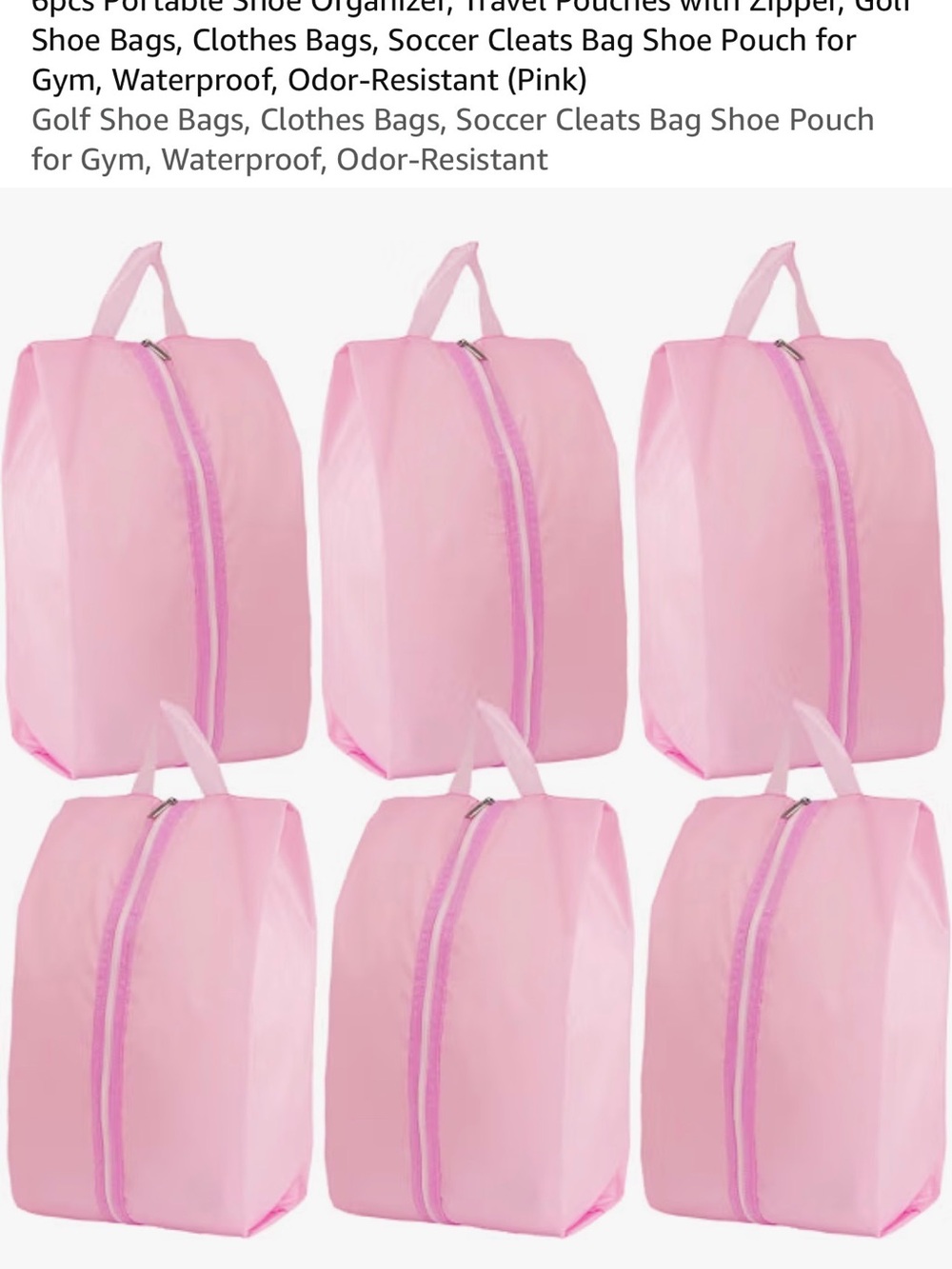 Pink Waterproof Shoe Bags - Set of 6